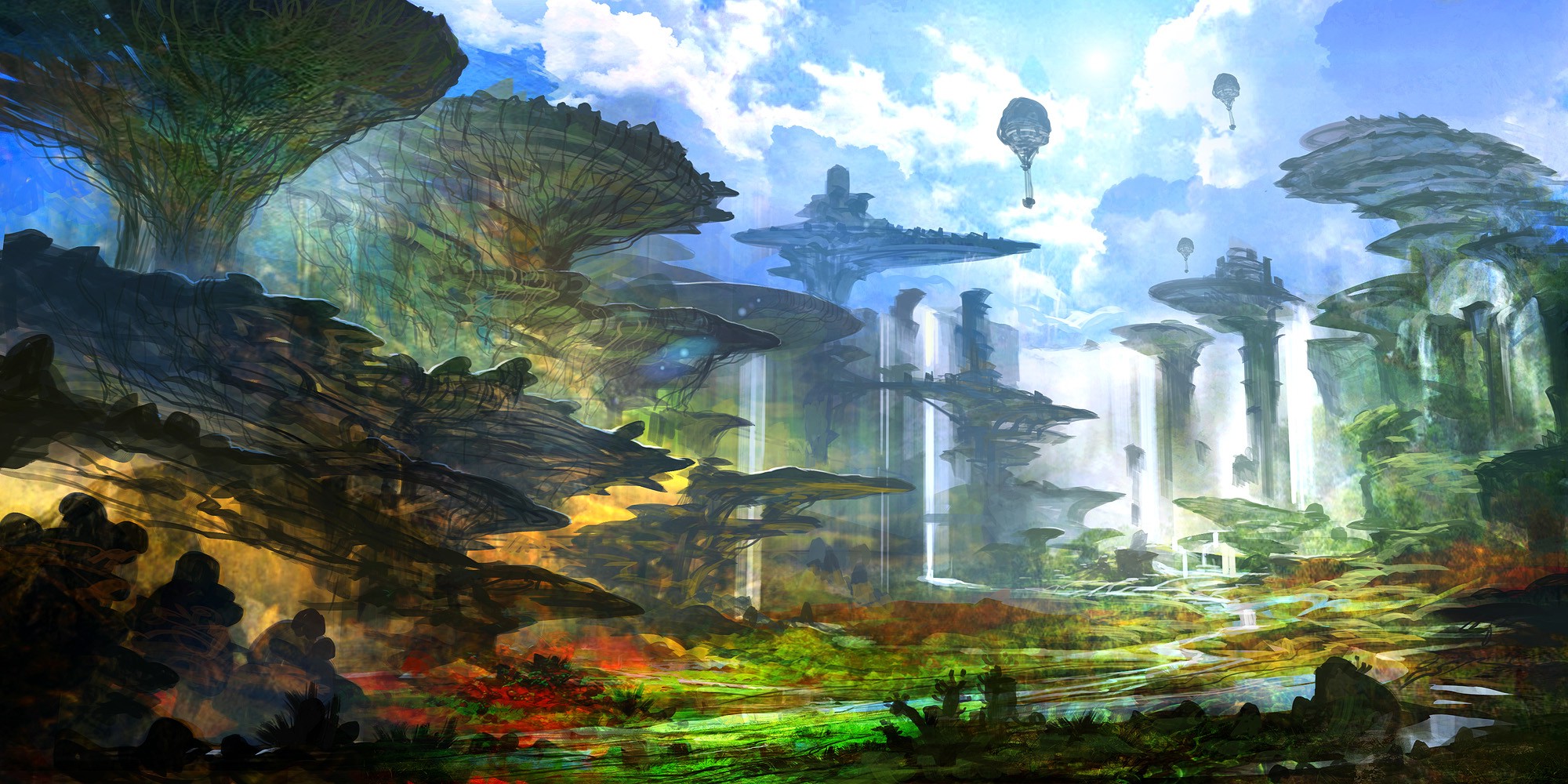 Chrono Cross, Fantasy Art, Digital Art, Artwork, Concept Art, Futuristic, Trees, Feng Zhu Wallpaper