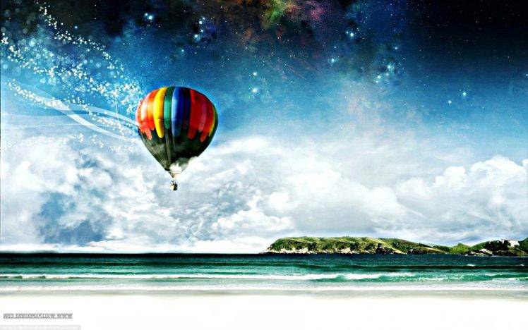 hot Air Balloons, Artwork, Digital Art, Sky, Stars HD Wallpaper Desktop Background