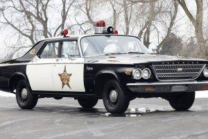 car, Police, Police Cars, Old Car, Chrysler, Sheriff, Road
