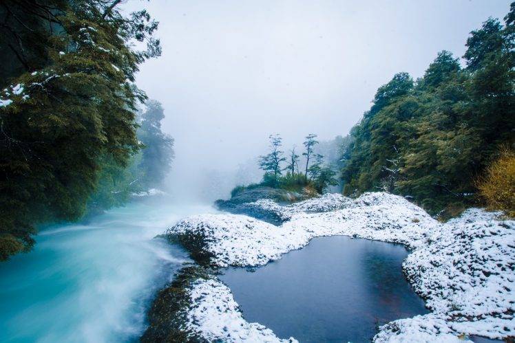 nature, Landscape, River, Morning, Mist, Trees, Pond, Forest, Chile HD Wallpaper Desktop Background