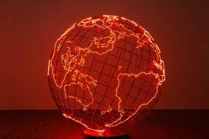 planet, Earth, Artwork, Wire, Lights, Neon Light, Neon, Globes, Nets, Continents, Europe, Africa, South America, Australia, Antarctica, Simple Background, Electricity, Sphere