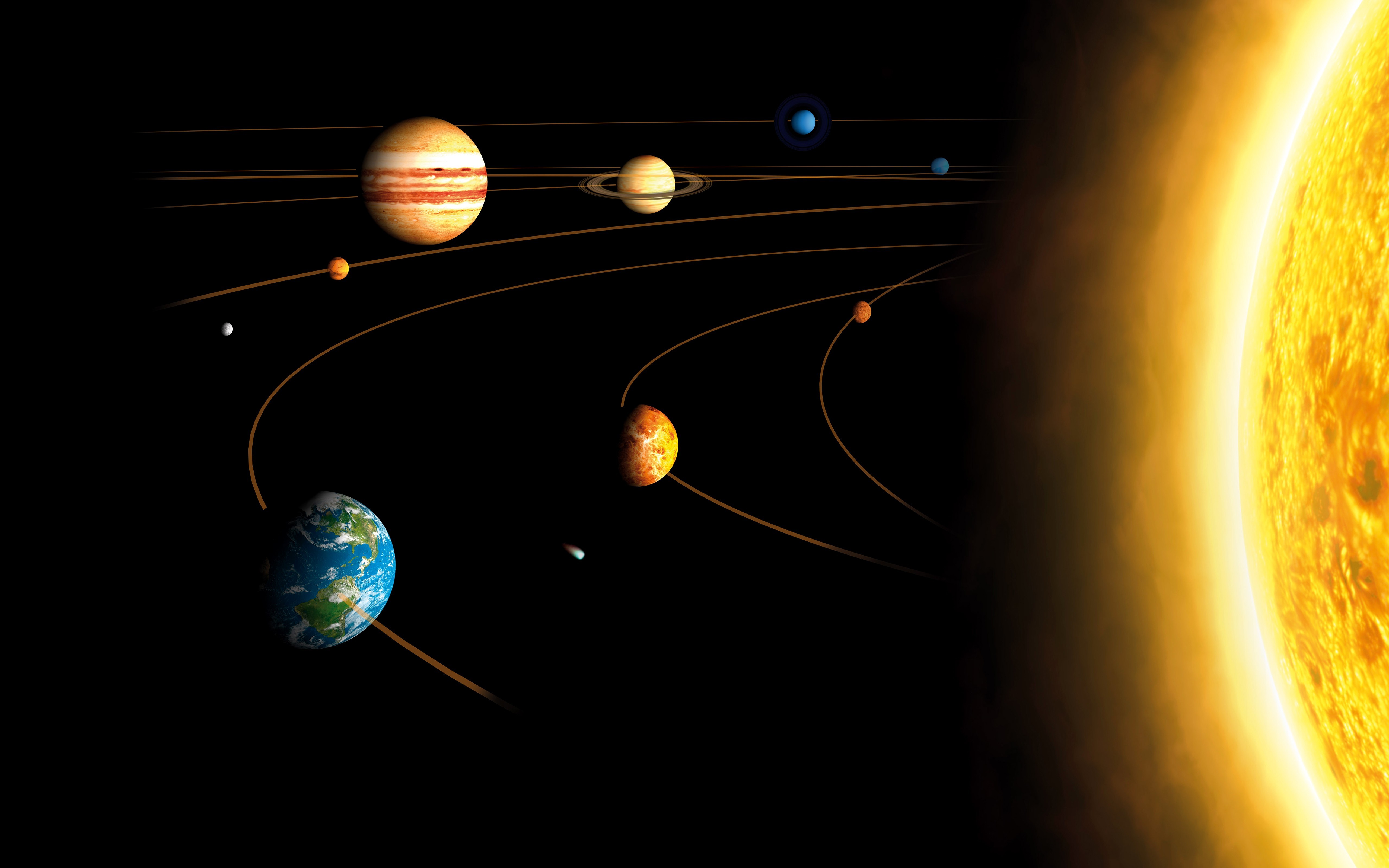 space, Solar System, Planet, Sun, Mercury, Venus, Earth, Mars, Jupiter, Saturn, Uranus, Neptune, Orbits Wallpaper