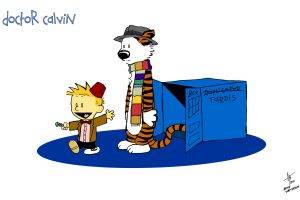 Calvin And Hobbes, Comics, Doctor Who, Simple Background, TARDIS