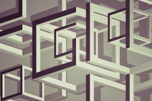 digital Art, Abstract, Cube, Lines, 3D, 3d Object, Monochrome, Optical Illusion, Artwork