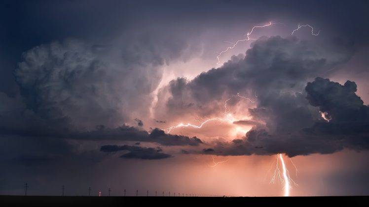nature, Landscape, Clouds, Horizon, Lightning, Storm HD Wallpaper Desktop Background