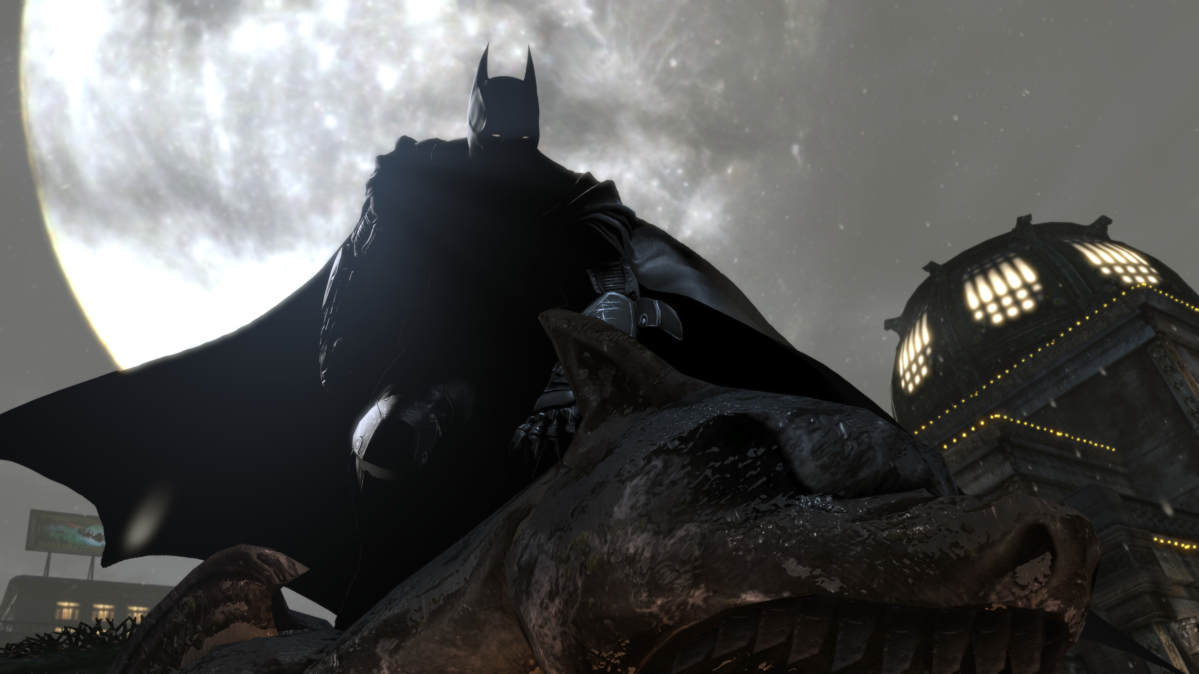Batman, Batman: Arkham Origins, Video Games, Night, Rain, Moonlight Wallpaper