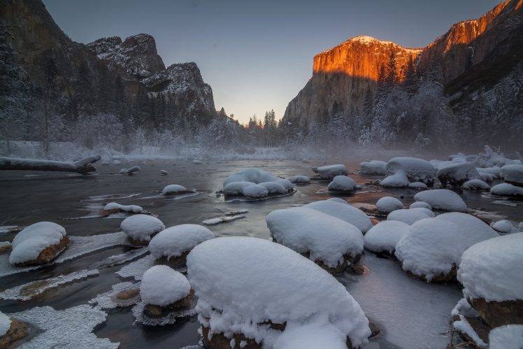 landscape, Trees, Winter, Yosemite National Park, Snow HD Wallpaper Desktop Background