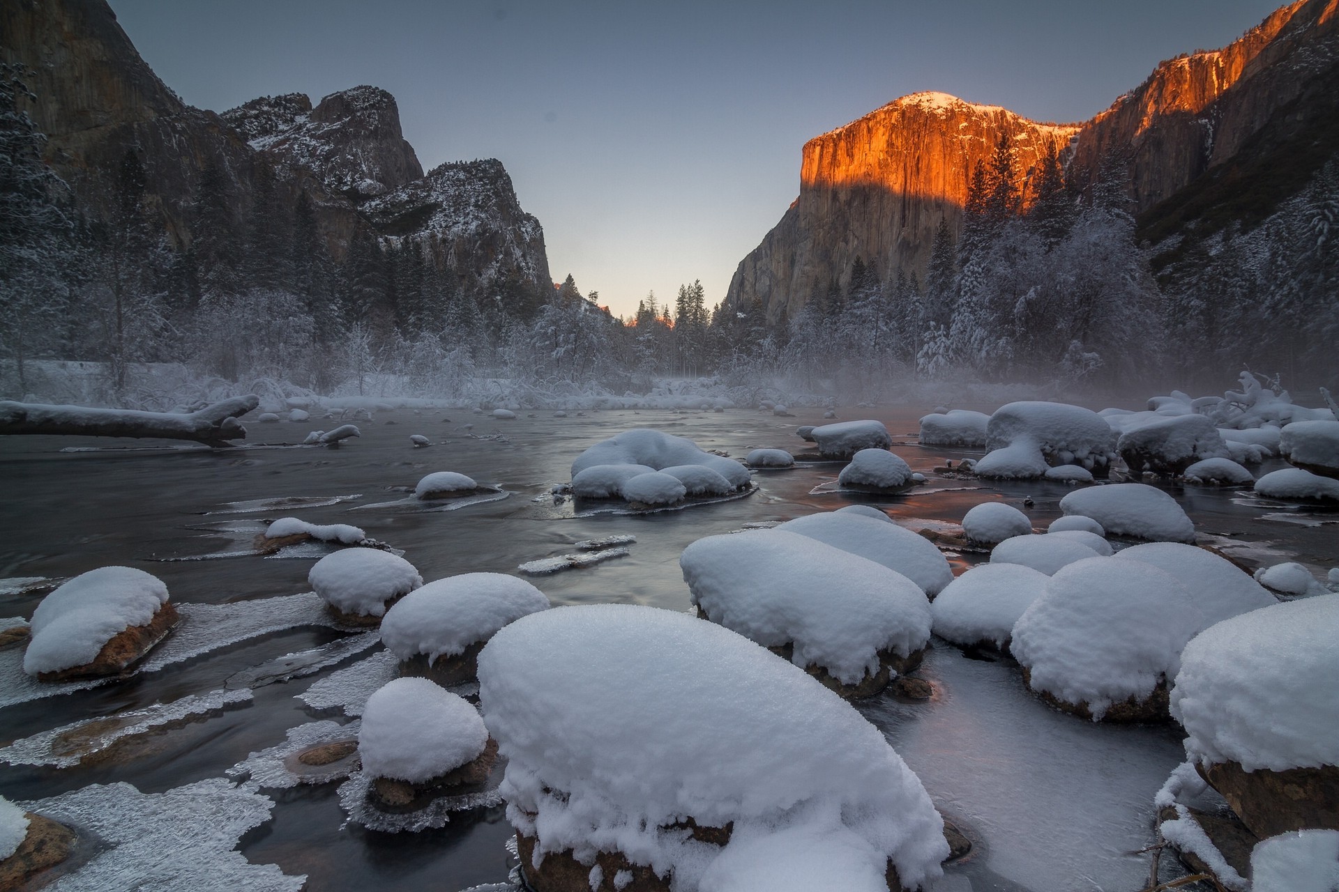 landscape, Trees, Winter, Yosemite National Park, Snow Wallpaper