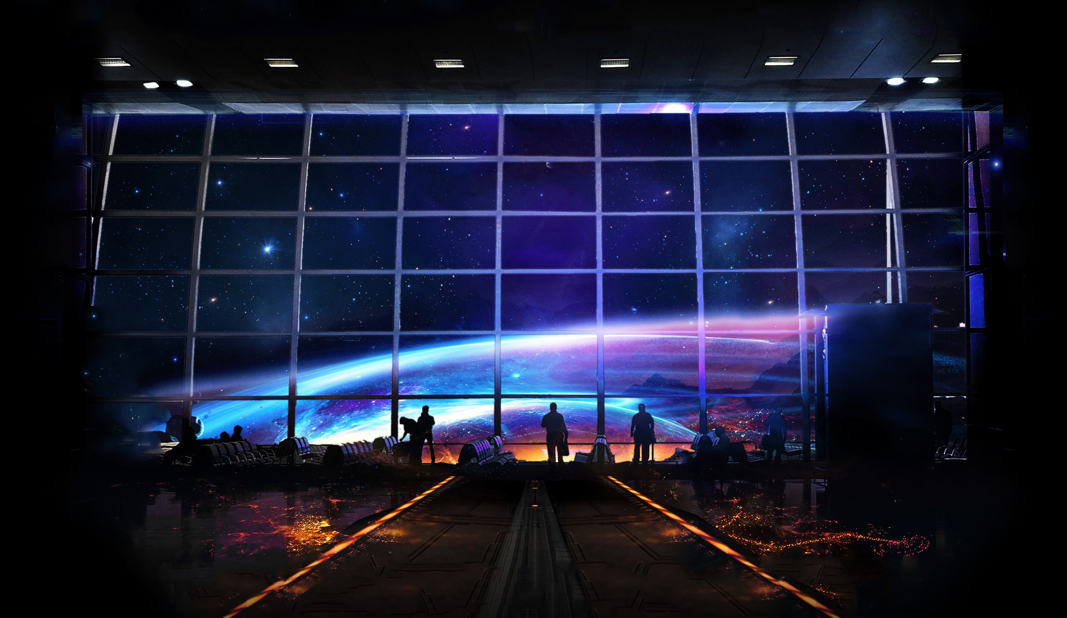 space, Planet, Stars, Airport Wallpaper