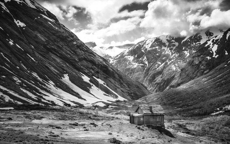 Norway, Landscape, Monochrome, Mountain HD Wallpaper Desktop Background