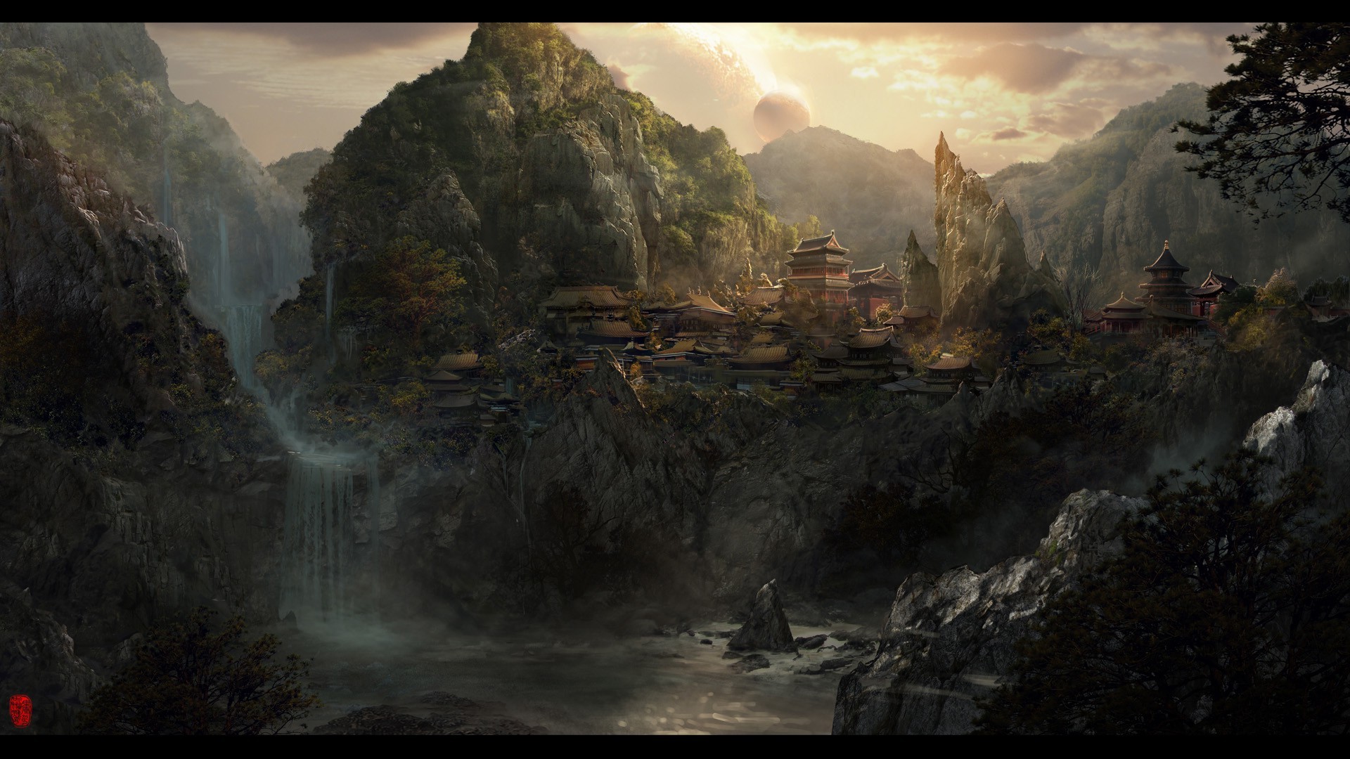 fantasy Art, Waterfall, Mountain, Japan Wallpaper