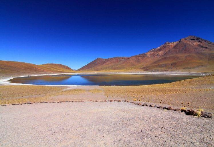 nature, Landscape, Lake, Mountain, Atacama Desert, Chile, Blue, Sky, Heat, Water, Salt HD Wallpaper Desktop Background
