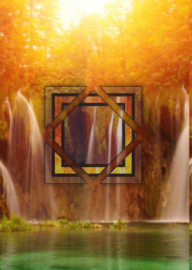 waterfall, Polyscape, Landscape, Abstract HD Wallpaper Desktop Background