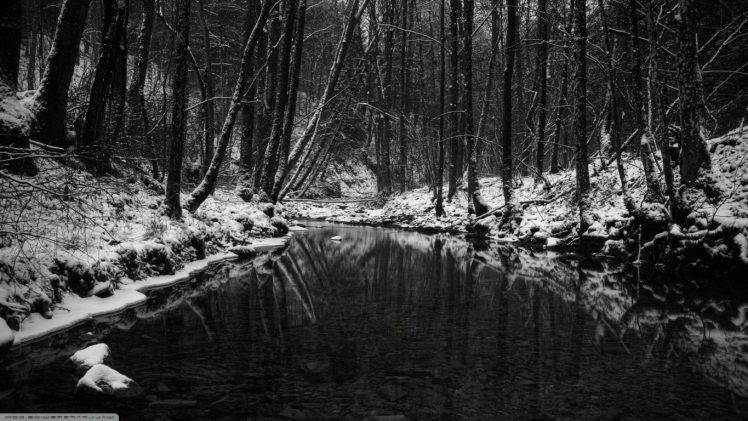 river, Forest, Snow, Ice HD Wallpaper Desktop Background