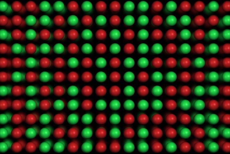 digital Art, Abstract, Minimalism, Black Background, Dots, Ball, Green, Red, Blurred HD Wallpaper Desktop Background