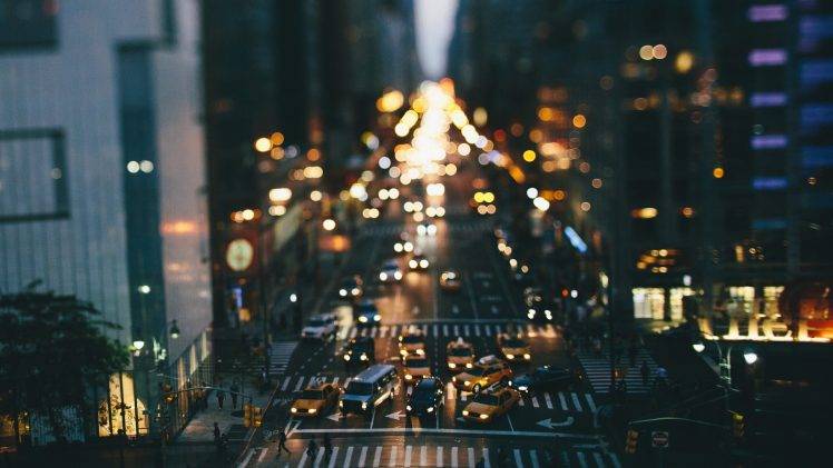 street, Traffic, Car, Tilt Shift, Taxi, New York City HD Wallpaper Desktop Background