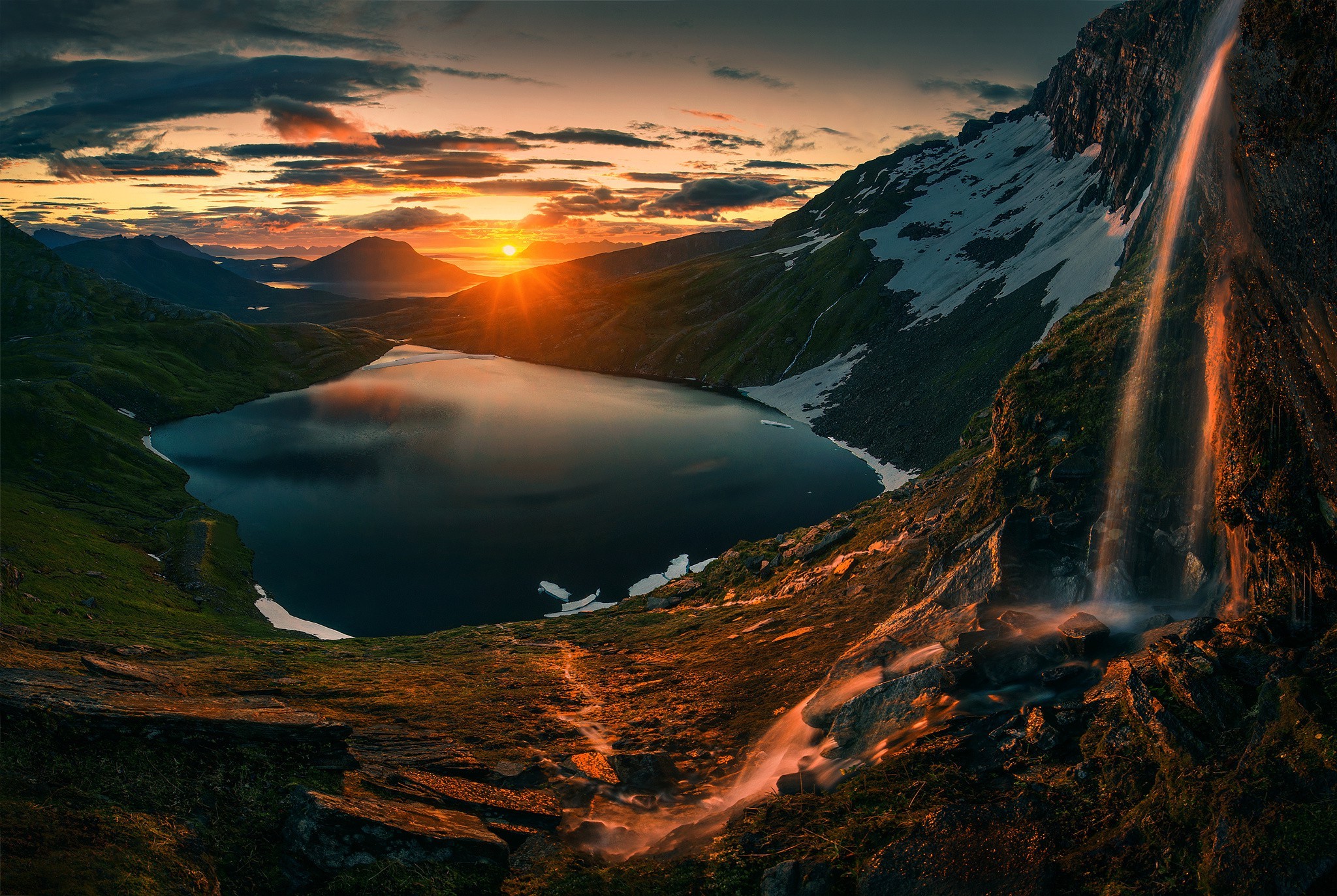 landscape, Lake, Sun Wallpaper