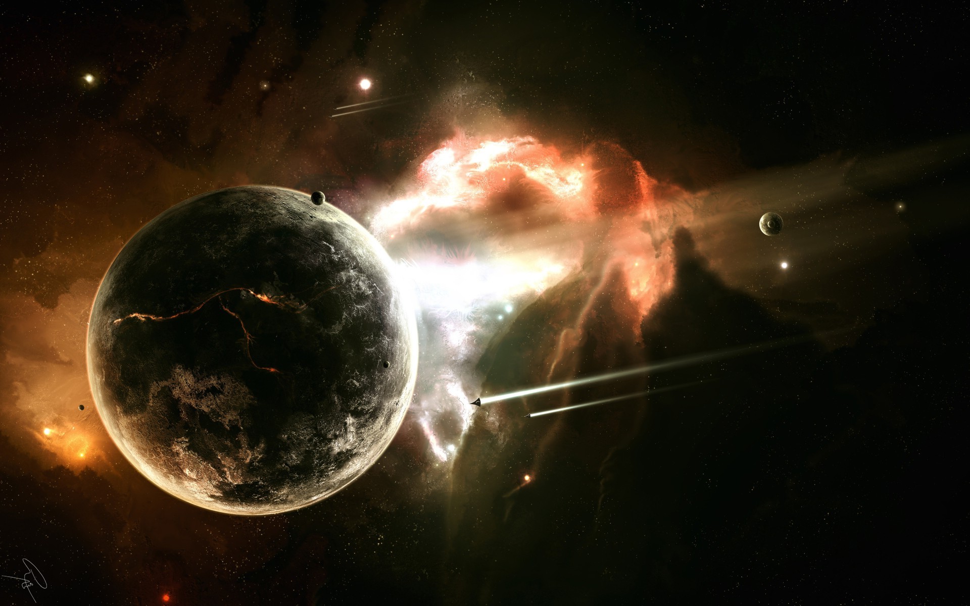 planet, Spaceship Wallpaper