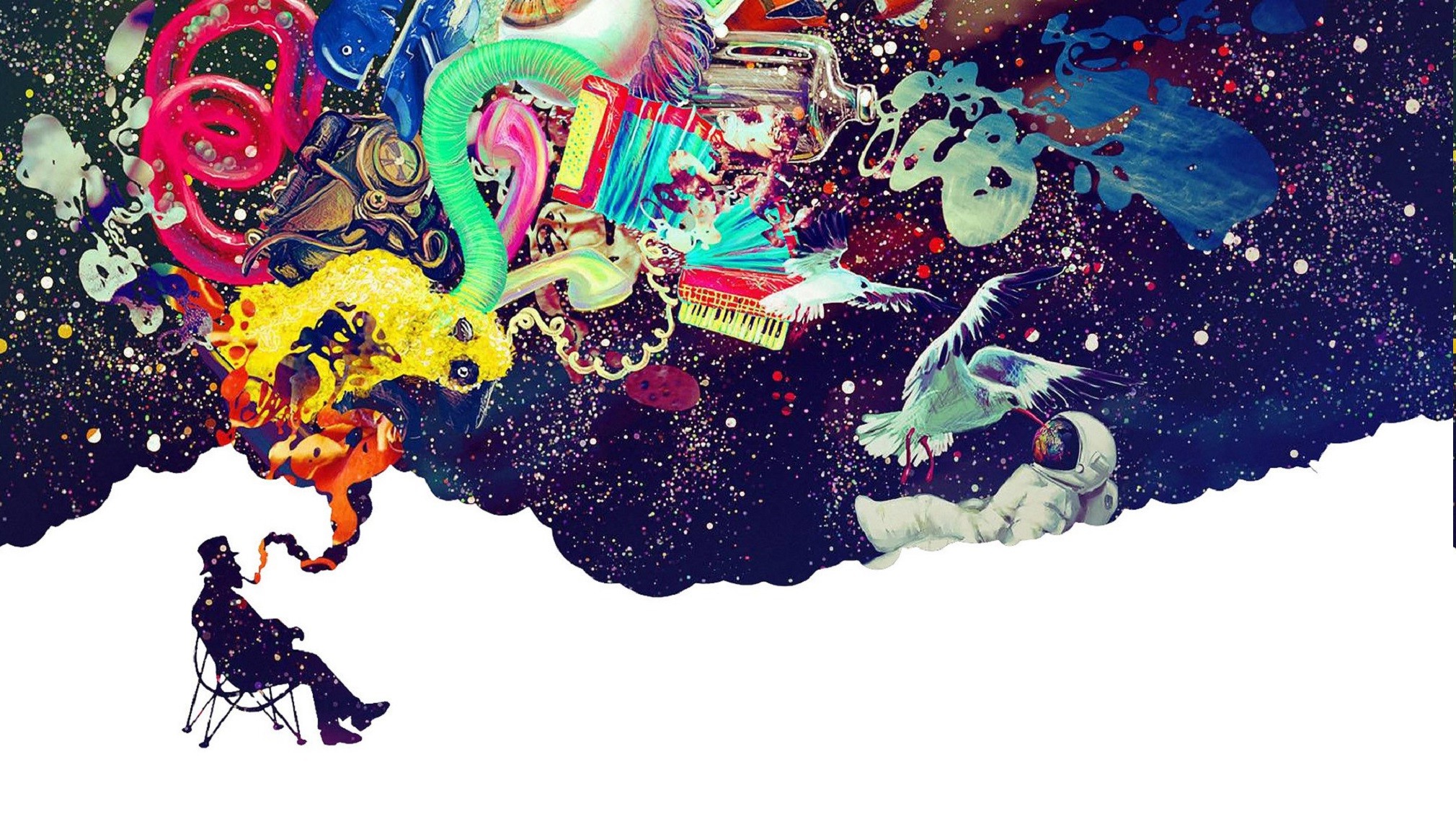 artwork, Fantasy Art, Concept Art, Stars, Astronaut, Smoking Wallpaper