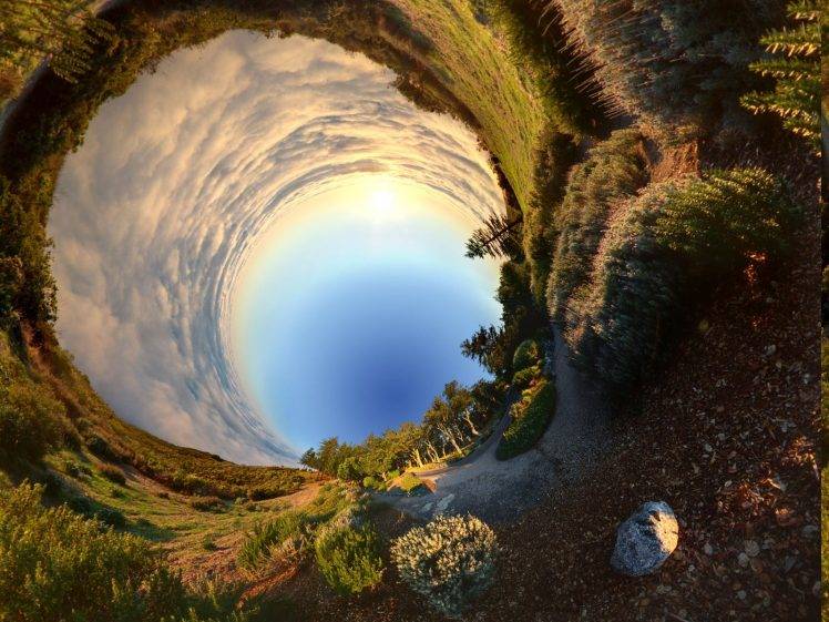 panoramas, Nature, Panoramic Sphere, Clouds, Grass HD Wallpaper Desktop Background