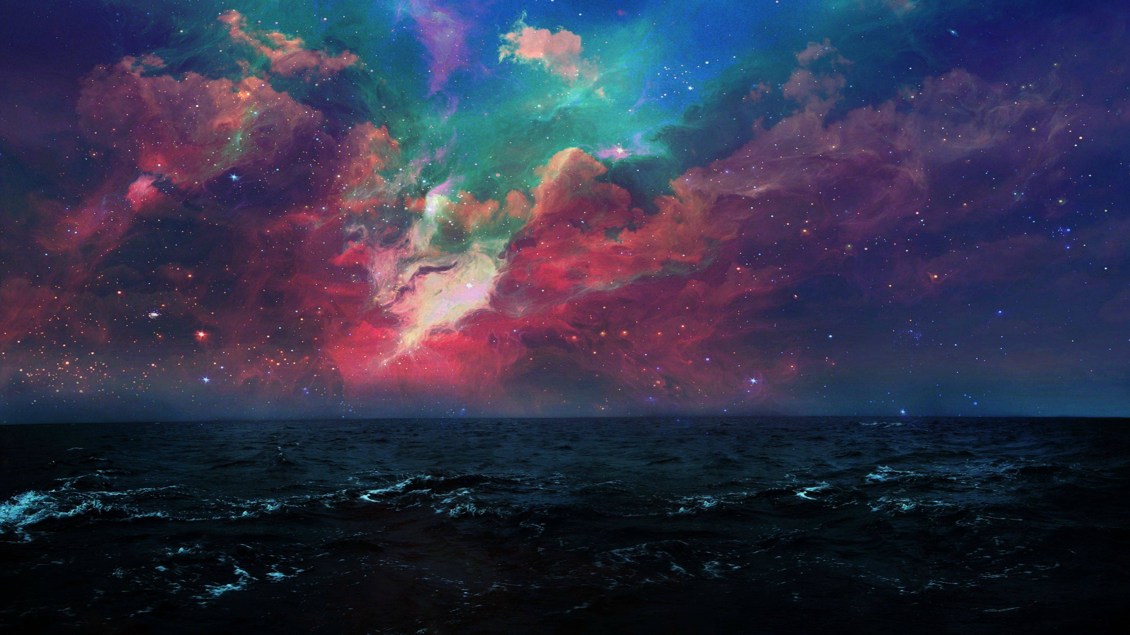 space, Sea, Night Wallpaper
