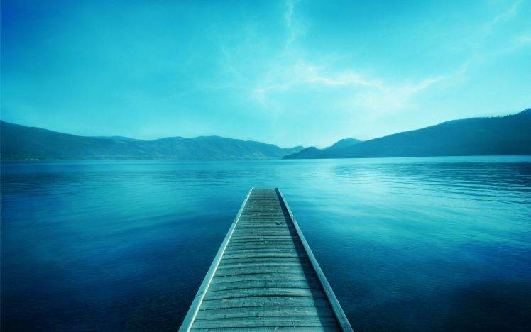 blue, Photography, Lake, Water, Pier, Landscape HD Wallpaper Desktop Background