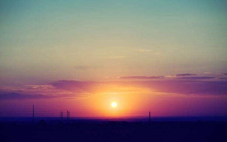 photography, Nature, Sunset, Landscape, Utility Pole, Sky, Clouds HD Wallpaper Desktop Background