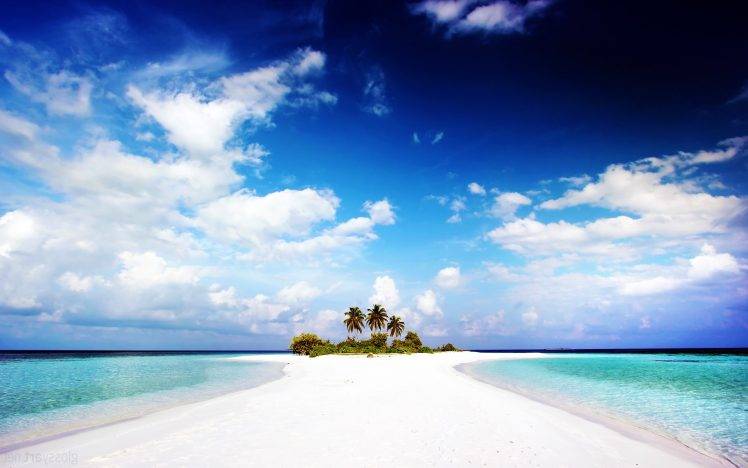 landscape, Photography, Nature, Water, Sea, Tropical, Tropical Island, Clouds, Sand, Beach HD Wallpaper Desktop Background