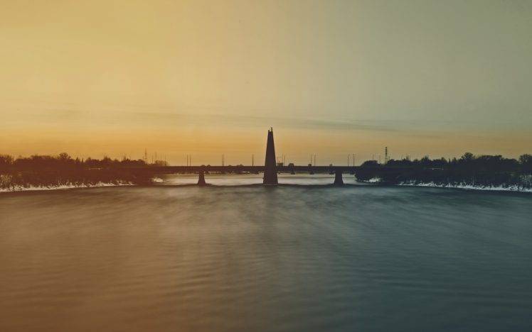 photography, Water, Landscape, River, Winter, Bridge, Architecture HD Wallpaper Desktop Background