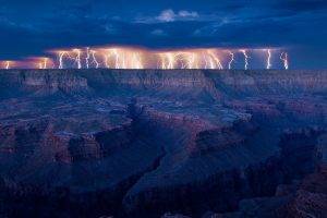 photography, Nature, Landscape, Rock Formation, Canyon, Lightning, Storm