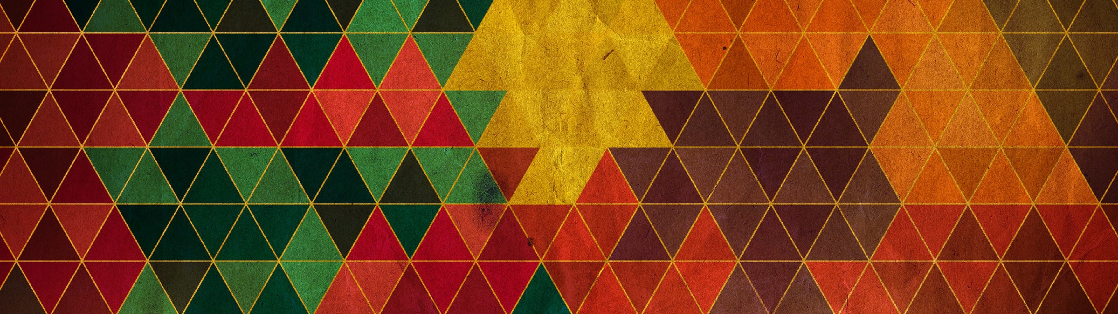 multiple Display, Colorful, Triangle, Abstract Wallpaper