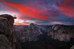 nature, Landscape, Hiking, Sunrise, Yosemite Valley, Sky, Clouds, Cliff, Forest