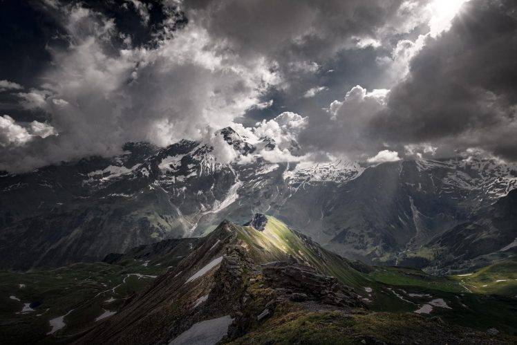 nature, Landscape, Mountain, Sunlight, Snow, Clouds, Atmosphere, Austria HD Wallpaper Desktop Background