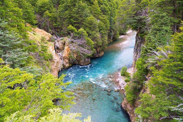 nature, Landscape, River, Forest, Summer, Turquoise, Water, Trees, Patagonia, Chile HD Wallpaper Desktop Background