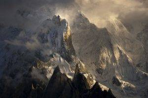 landscape, Nature, Himalayas, Snowy Peak, Clouds, Summit, Mountain, Sunlight, Pakistan