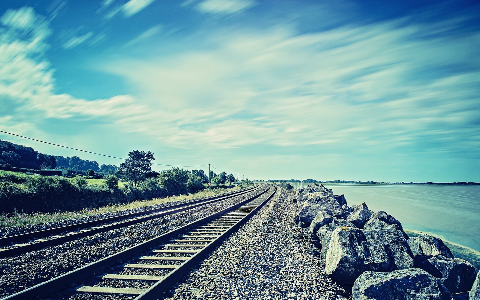 photography, Nature, Railway, Rock, Coast, Sea, Water, Landscape Wallpaper