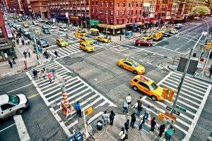 city, Architecture, Cityscape, New York City, USA, Building, Car, Street, Urban, New York Taxi, Taxi, People, Crowds, Crossroads