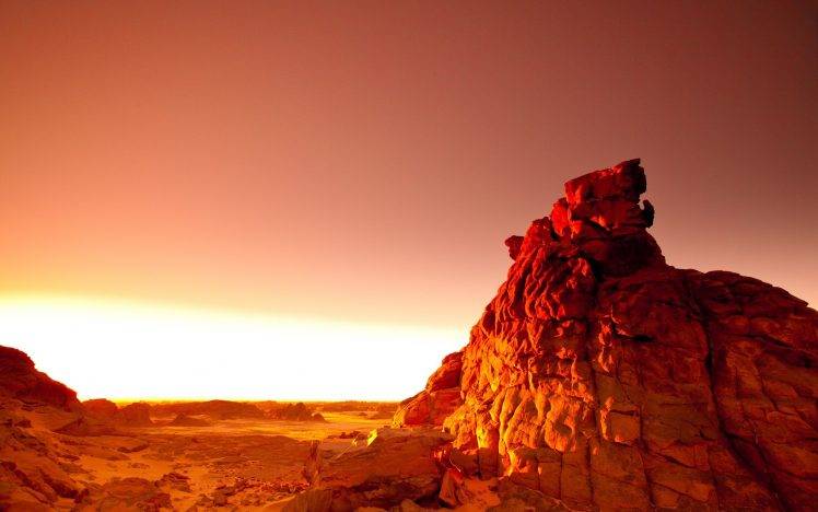 photography, Landscape, Sunset, Rock, Desert, Orange HD Wallpaper Desktop Background