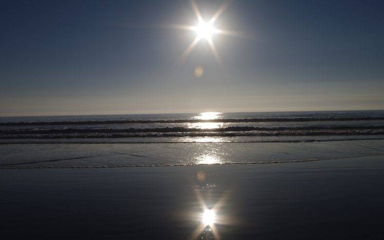 photography, Nature, Landscape, Reflection, Sun, Beach, Sea, Water, California HD Wallpaper Desktop Background