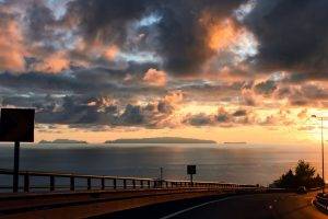 photography, Landscape, Road, Water, Sea, Coast, Highway, Sunset