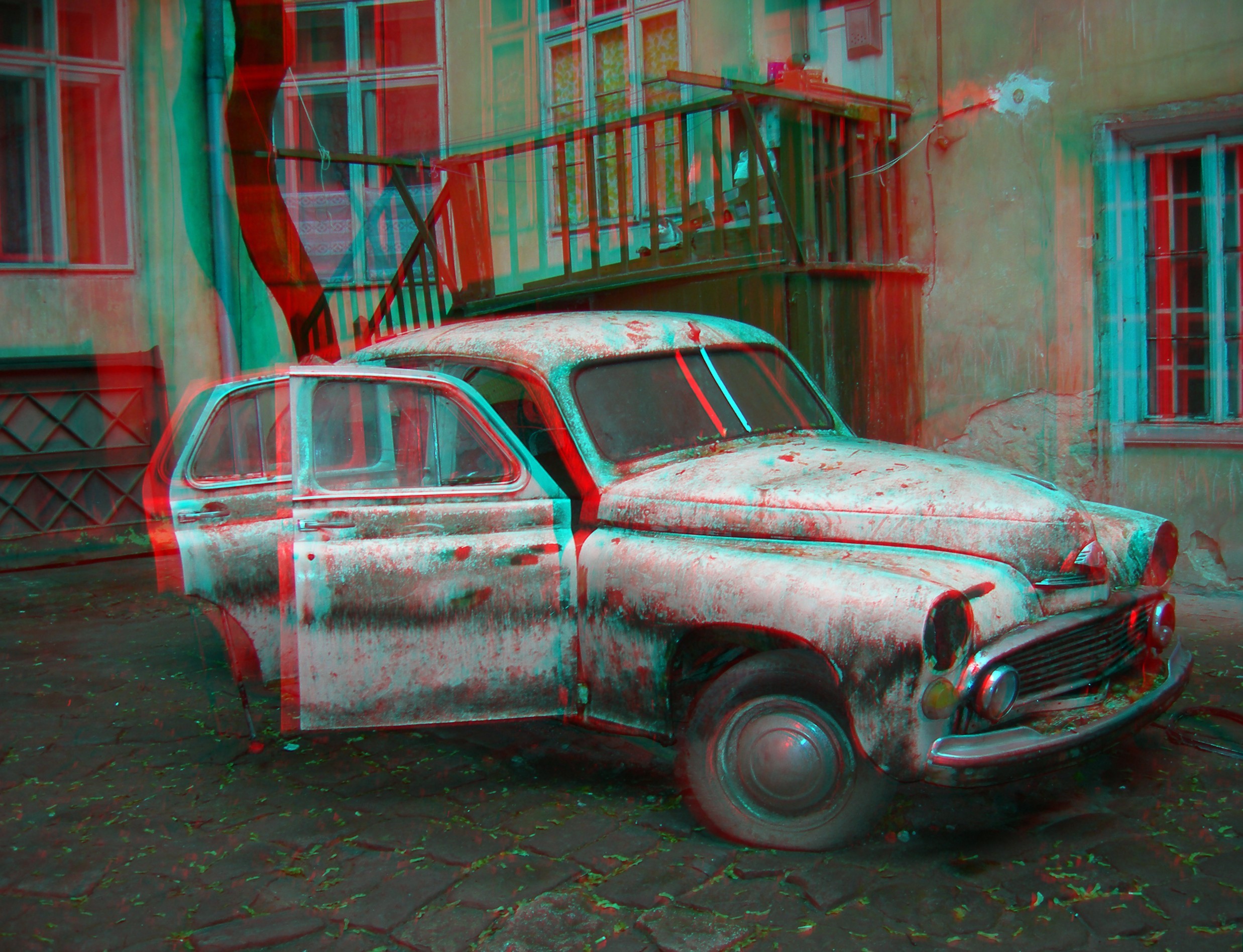 saab, 3D, 3d Picture, Car, Rust, Old Car Wallpaper