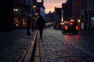 road, Car, Sunset, Lights, Street, Street In The City, Poznan, Erik Witsoe