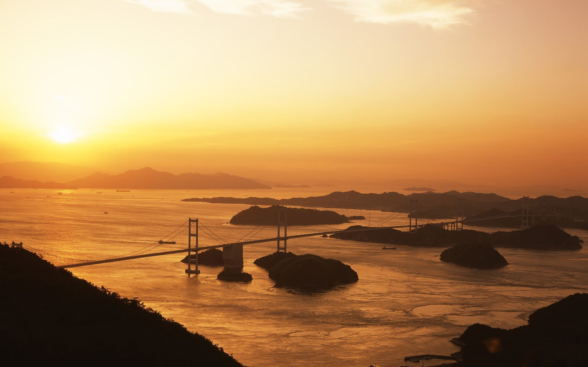 photography, Landscape, Bridge, Sea, Water, Sun, Architecture Wallpaper