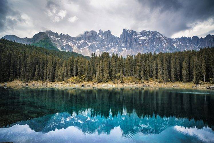 landscape, Lake, Pine Trees, Reflection HD Wallpaper Desktop Background
