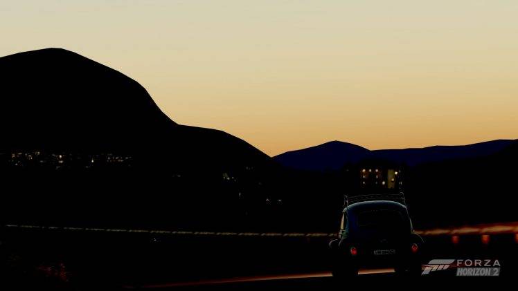 sunset, Volkswagen Beetle, Volkswagen, Forza Horizon, Forza, Forza Horizon 2, Forza Motorsport, Night HD Wallpaper Desktop Background