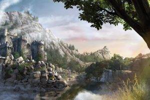 artwork, Fortress, Lake, Mountain, Fantasy Art, Concept Art, Gothic 4