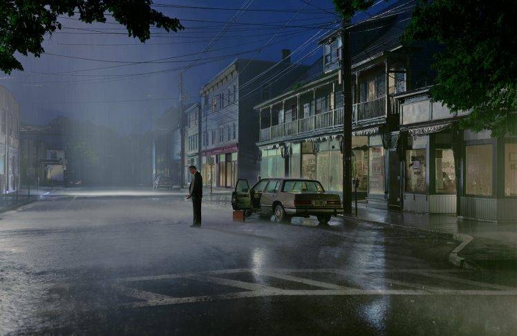 sad, Rain, City, Car, Road, Night HD Wallpaper Desktop Background