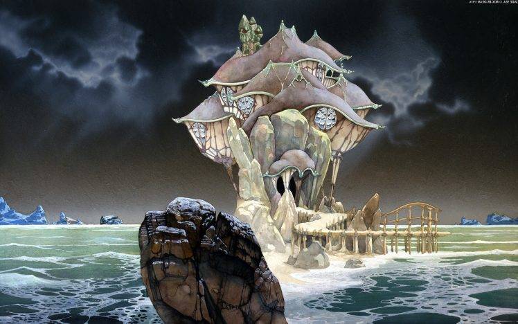 Roger Dean, Fantasy Art, Rock, Sea HD Wallpaper Desktop Background