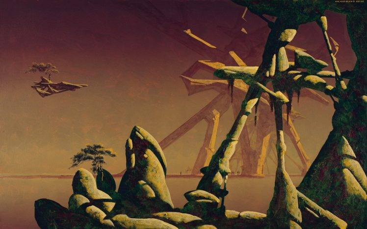 Roger Dean, Rock Formation, Fantasy Art HD Wallpaper Desktop Background