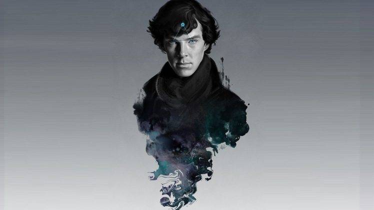 Sherlock, Sherlock Holmes, Benedict Cumberbatch, TV, Smoke, Simple Background HD Wallpaper Desktop Background
